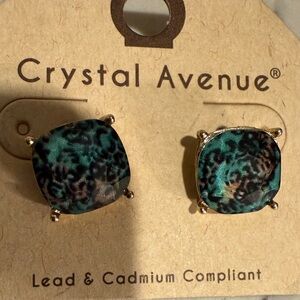 Green and Black Leopard Earrings
